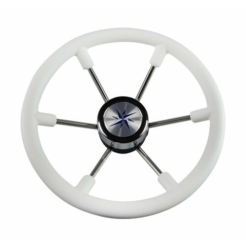 Рулевое колесо LEADER PLAST белый обод серебряные спицы д. 360