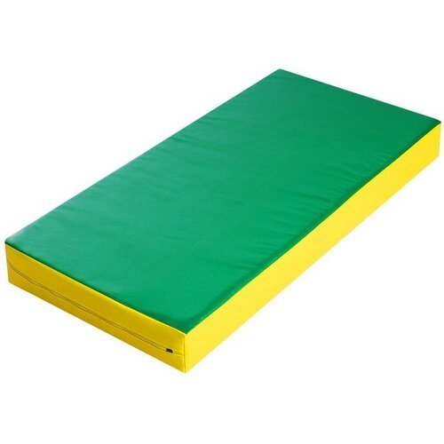 Мат спортивный гимнастический детский 1000х500х60мм КЗ зелёный/желтый