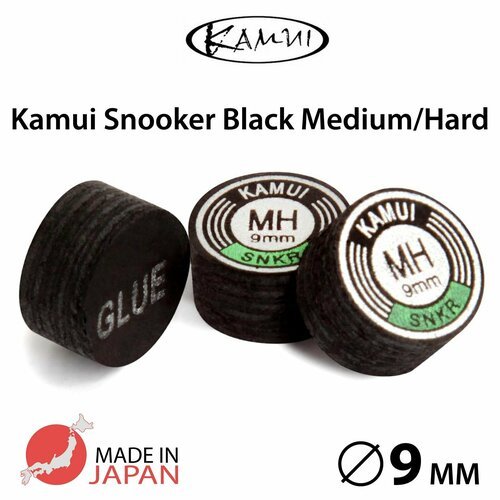 Наклейка для кия Kamui Snooker Black 9 мм Medium/Hard, многослойная, 1 шт.