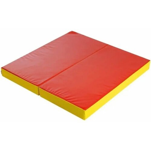 Мат спортивный гимнастический детский складной 1000х1000х60мм КЗ красный/желтый