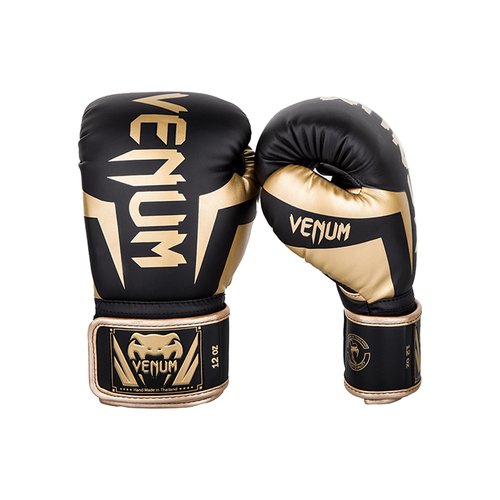 Боксерские перчатки Venum Elite Black/Gold (12 унций)