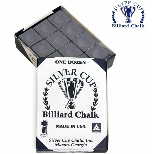 Мел для бильярда Сильвер Кап темно-серый / Silver Cup Charcoal, 12 шт.