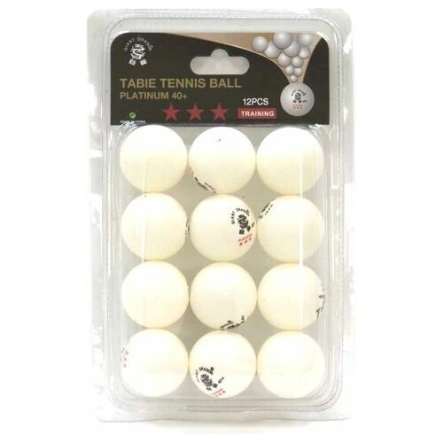 Мячи для настольного тенниса Dragon Training Platinum ★★★ 12 шт. белые в блистере